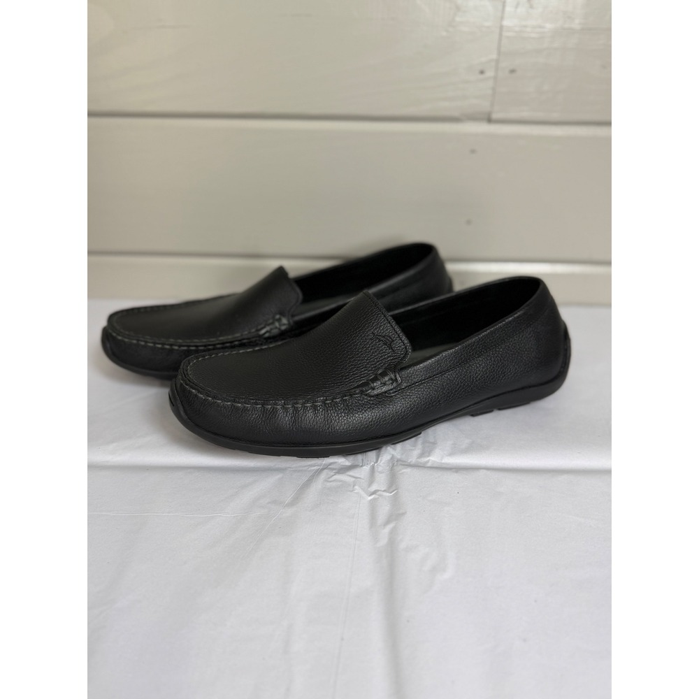 Tommy Bahama Men Leather Orion Loafers 10D Black Pebbled Moc Toe TB7S00045